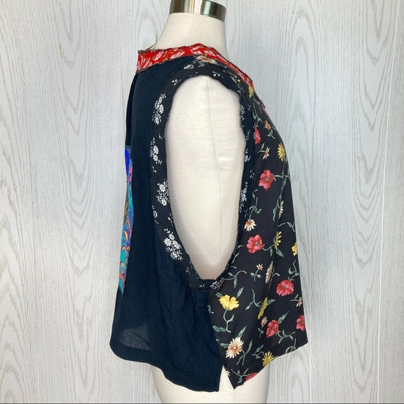 Vintage ‘Art-to-Wear’ Fern Bratten Multicolor Eclectic Pattern Vest Size 18/XL - Picture 5 of 10